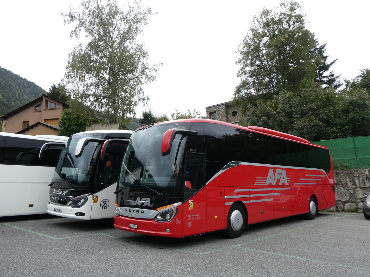 (267'194) - Aus der Schweiz: AFA Adelboden - Nr. 15/BE 26'702 - Setra am 18. September 2024 in Ordino, Carparkplatz