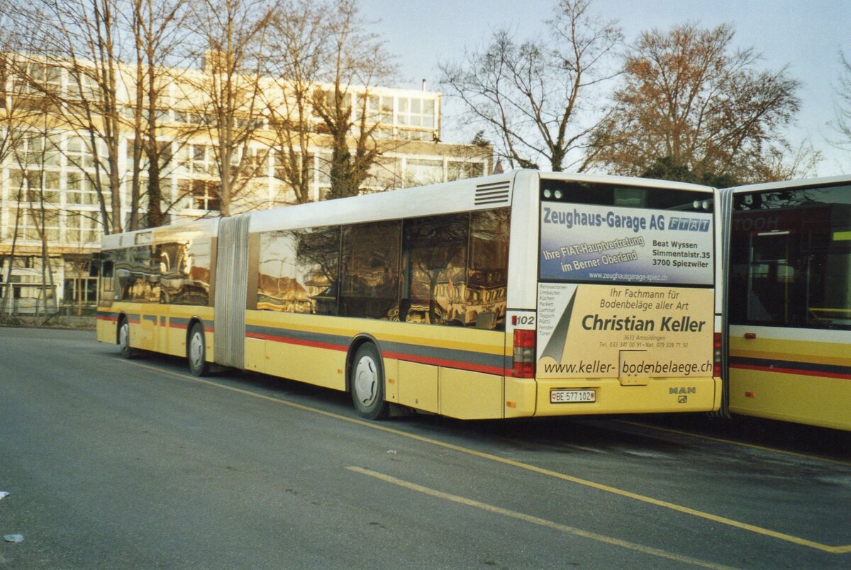 (AH 11) - Aus dem Archiv: STI Thun - Nr. 102/BE 577'102 - MAN am 13. Februar 2006 bei der Schifflndte Thun