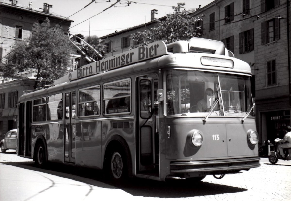 (MD409) - Aus dem Archiv: ACT Lugano - Nr. 113 - FBW/Lepori Trolleybus um 1965 in Lugano