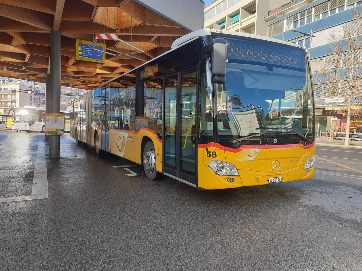 Postauto Wallis - Nr. 58/VS 519'940 -PID 11490 - Mercedes le 30 Janvier 2022 à Sion, gare