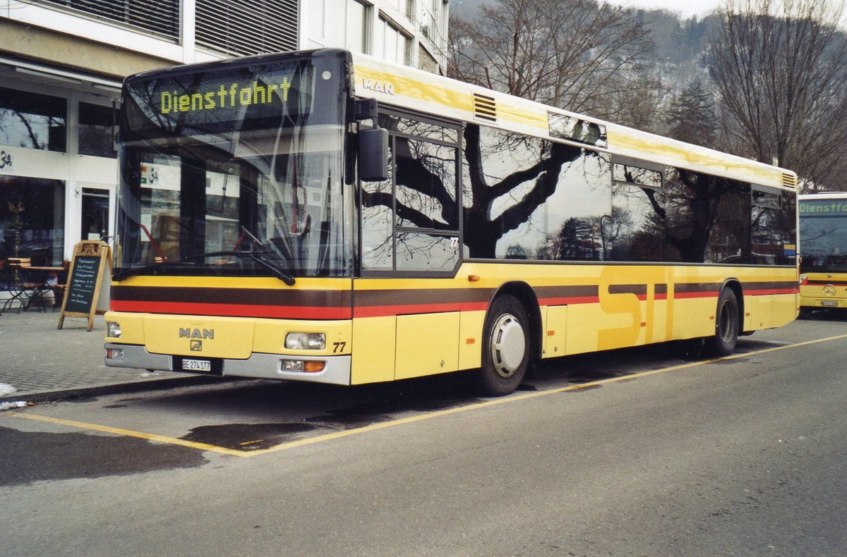 (R 4030) - Aus dem Archiv: STI Thun - Nr. 77/BE 274'177 - MAN am 19. Februar 2005 bei der Schifflndte Thun