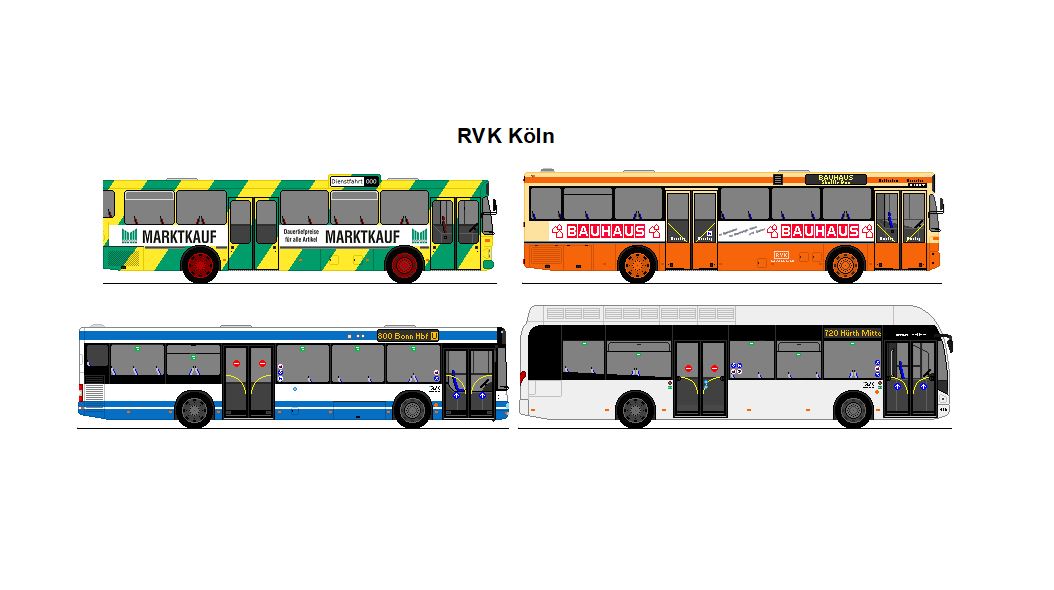 RVK Kln - Mercedes Benz O 305 StLB + Daimler O 405 + MAN NL 263 + Van Hool A 300 FC