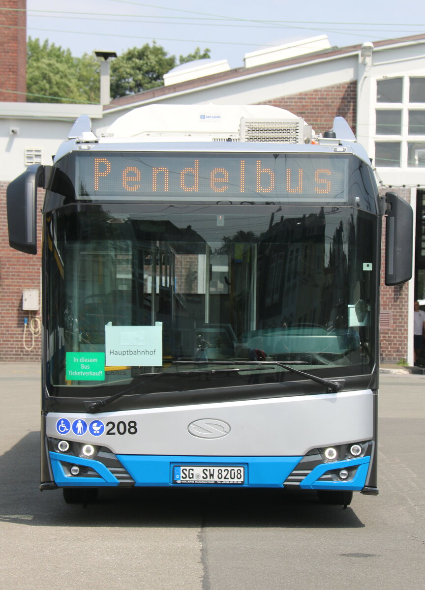 SWS Solingen - Nr. 208/SG-SW 8208 - Solaris Trolleybus am 19. Juni 2022 in Solingen (Aufnahme: Martin Beyer)