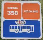 (267'175) - Andorra-Haltestellenschild - Llorts, Les Salines - am 18.