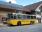 (239'863) - Krummenacher, Zillis - Nr. 74/BE 243'579 - Saurer/R&J (ex AVG Meiringen Nr. 74; ex PostAuto Berner Oberland; ex P 24'357) am 28. August 2022 in Schwarzenegg, Restaurant Kreuz 