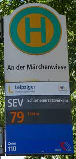 (264'747) - Leipziger Verkehrsbetrieb-Haltestellenschild - Leipzig, An der Mrchenwiese - am 11.