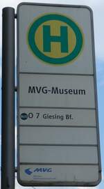 (162'800) - MVG-Haltestellenschild - Mnchen, MVG-Museum - am 28.