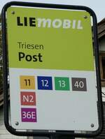 (229'535) - LIEmOBIL-Haltestellenschild - Triesen, Post - am 20.