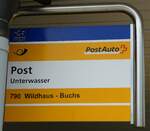 (239'243) - PostAuto-Haltestellenschild - Unterwasser, Post - am 20.