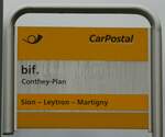 (256'636) - PostAuto-Haltestellenschild - Conthey, bif.