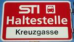 (136'845) - STI-Haltestellenschild - Oberstocken, Kreuzgasse - am 22. November 2011