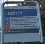 (176'258) - A-welle-Haltestellenschild - Baden, Freihof - am 22.