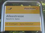 (226'640) - PostAuto-Haltestellenschild - Aeschi b. Spiez, Alleestrasse - am 21. Juli 2021