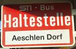 (137'058) - STI-Haltestellenschild - Aeschlen, Aeschlen Dorf - am 28. November 2011