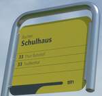 (153'709) - STI-Haltestellenschild - Buchen, Schulhaus - am 10.