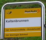 (160'994) - PostAuto-Haltestellenschild - Kaltenbrunnen, Kaltenbrunnen - am 25.
