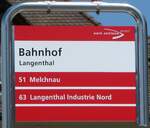 (252'837) - aare seeland mobil-Haltestellenschild - Langenthal, Bahnhof - am 20.