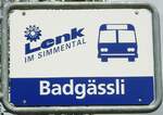 (128'050) - AFA-Haltestellenschild - Lenk, Badgssli - am 25.