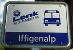 (146'105) - AFA-Haltestellenschild - Lenk, Iffigenalp - am 28.