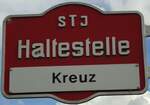 (128'231) - STI-Haltestellenschild - Merligen, Kreuz - am 1.