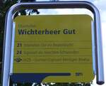 (151'777) - STI-Haltestellenschild - Oberhofen, Wichterheer Gut - am 22.