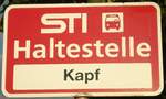 (134'640) - STI-Haltestellenschild - Reutigen, Kapf - am 2.