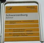 (133'989) - PostAuto-Haltestellenschild - Schwarzenburg, Bahnhof - am 9.