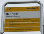 (164'673) - PostAuto-Haltestellenschild - Schwarzenburg, Bahnhof - am 13.