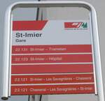 (203'582) - cj-Haltestellenschild - St-Imier, Gare - am 13. April 2019