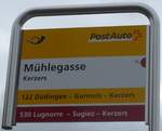 (189'826) - PostAuto/tpf-Haltestellenschild - Kerzers, Mhlegasse - am 1.