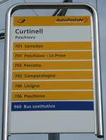 (241'211) - PostAuto-Haltestellenschild - Poschiavo, Curtinell - am 13.