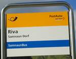 (128'295) - PostAuto/SamnaunBus-Haltestellenschild - Smnaun Dorf, Riva - am 7.