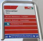 (220'390) - cj-Haltestellenschild - Glovelier, Gare - am 31.