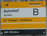 (239'496) - PostAuto-Haltestellenschild - Sursee, Bahnhof - am 27.