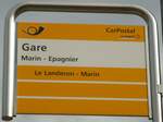 (130'237) - PostAuto-Haltestellenschild - Marin-Epagnier, Gare - am 4.