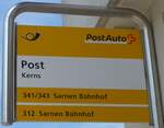 (160'925) - PostAuto-Haltestellenschild - Kerns, Post - am 24. Mai 2015