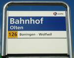 (138'116) - A-welle/PostAuto-Haltestellenschild - Olten, Bahnhof - am 6.