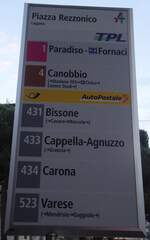 (147'757) - TPL/PostAuto-Haltestellenschild - Lugano, Piazza Rezzonico - am 5.