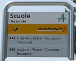 (180'575) - PostAuto-Haltestellenschild - Tessrete, Scuole - am 23.