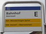 (201'974) - PostAuto-Haltestellenschild - Amriswil, Bahnhof - am 4.