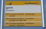 (227'269) - PostAuto-Haltestellenschild - Grandson, gare - am 15. August 2021