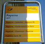 (135'650) - PostAuto-Haltestellenschild - Payerne, gare - am 20.