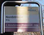 (234'054) - ORtSBUS-Haltestellenschild - Brig, Nordstrasse - am 20. Mrz 2022