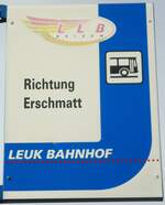 (130'849) - LLB-Haltestellenschild - Leuk, Bahnhof - am 1.