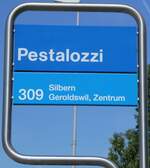 (264'866) - ZVV-Haltestellenschild - Dietikon, Pestalozzi - am 18.