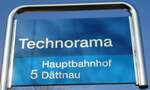 (143'600) - SBW-Haltestellenschild - Winterthur, Technorama - am 1.