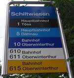 (181'138) - SBW/ZVV/PostAuto-Haltestellenschild Winterthur, Schiltwiesen - am 15.