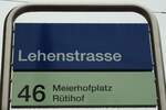 (143'760) - ZVV-Haltestellenschild - Zrich, Lehenstrasse - am 21.