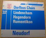 (205'238) - ZVB-Haltestellenschild - Cham, Neudorf - am 18.